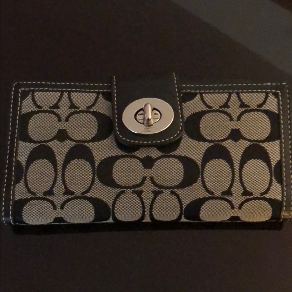 Coach gray and black trifold wallet